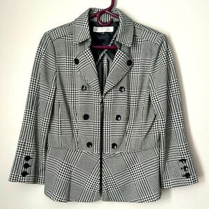 Tahari houndstooth black-and-white jacket size 10